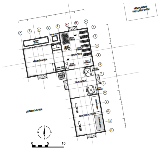 Drawing of the completed factory, which will be producing bricks as well as water filters.