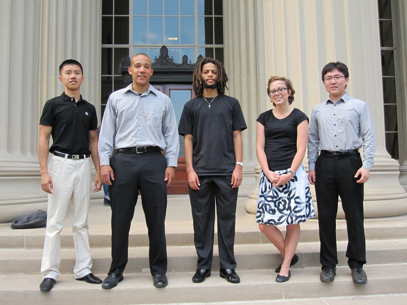2010 Xerox Fellows, from left: Kuang Xu, George Whitfield, Jelanie Nelson, Katrina Panovich, and Kyoo-Chul (Kenneth) Park.