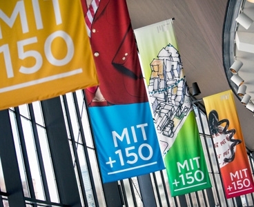 Flags with "MIT +150" printed on them