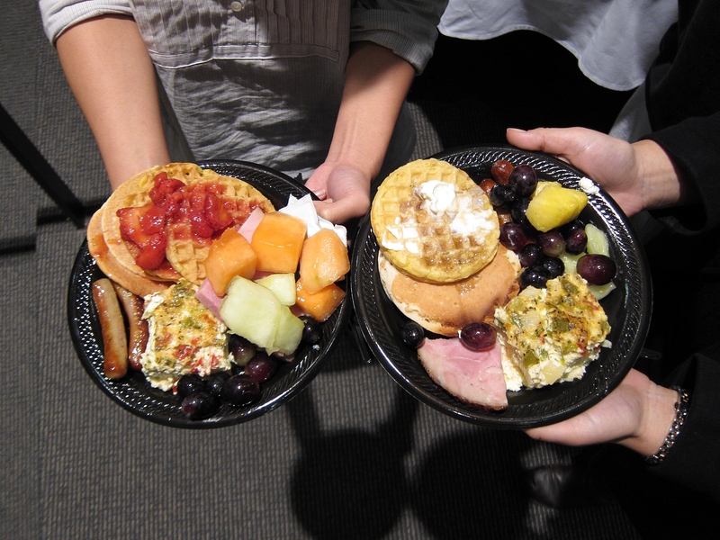 Students could choose from fresh fruit, waffles, pancakes, frittata and other breakfast fare, along with coffee and juice.