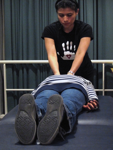 Students could also get a massage to ease tired brains and muscles. Here, masseuse Yorlady Purcifull helps a student relax.