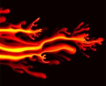 Snapshot of the concentration field during the unstable displacement of a more viscous fluid (dark) by a fully-miscible, less viscous fluid (light).