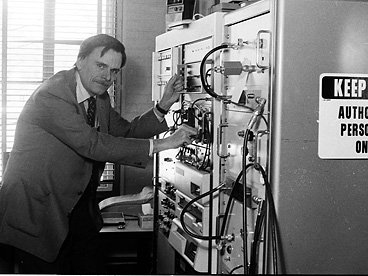 John Waugh in his laboratory in 1984.