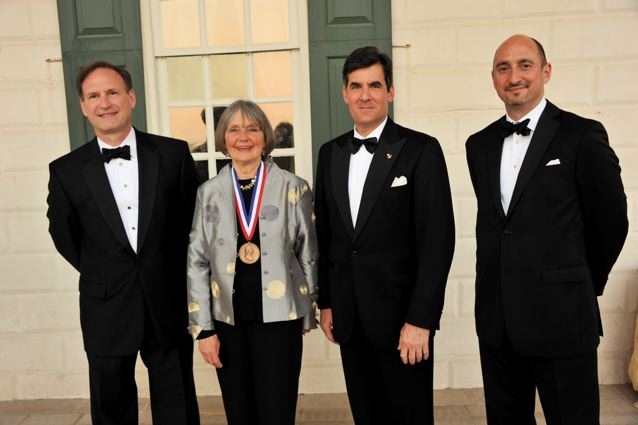 Pauline Maier poses with Supreme Court Justice Samuel Alito, who awarded her the George Washington Book Prize at Mount Vernon Wednesday night