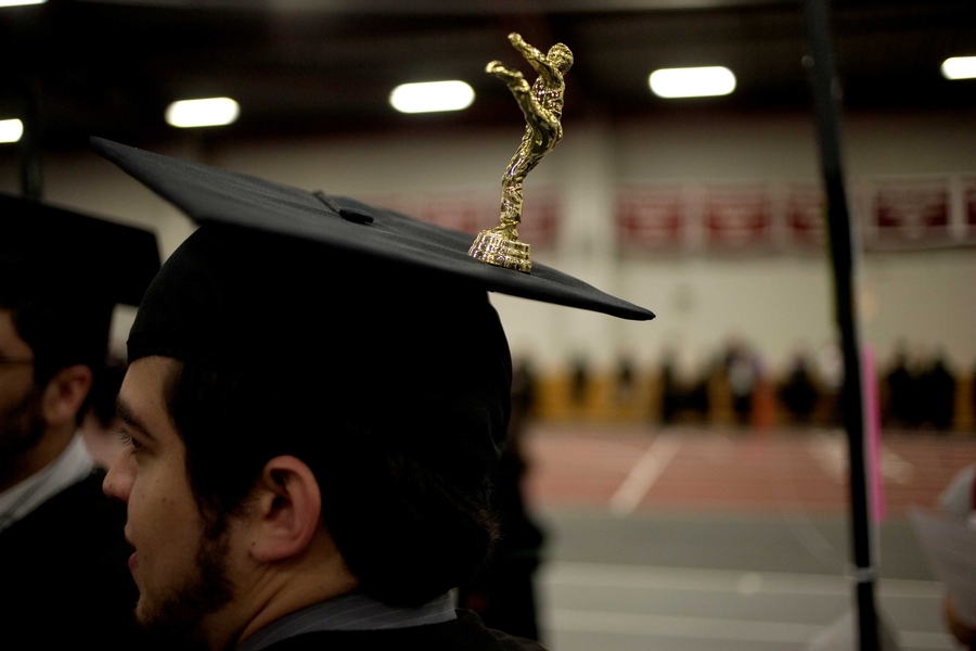 One of many creative decorations that adorn students' mortarboards.