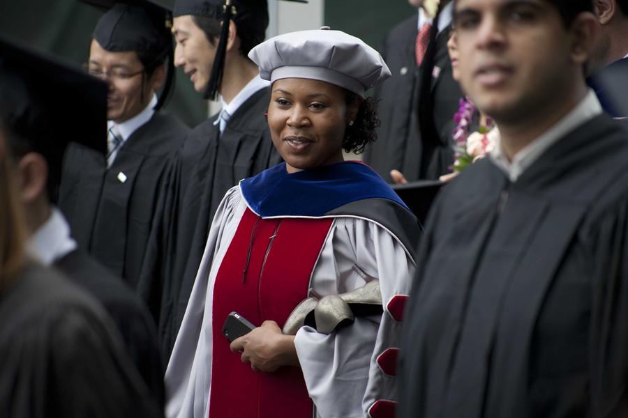 The student procession makes its way toward Killian Court.