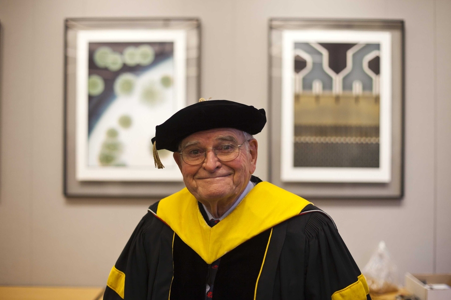 President Emeritus Paul Gray poses for a photo prior to the ceremony.