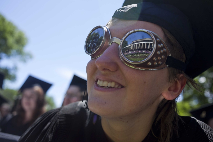 Students' decorative outfits went beyond just their mortarboards.