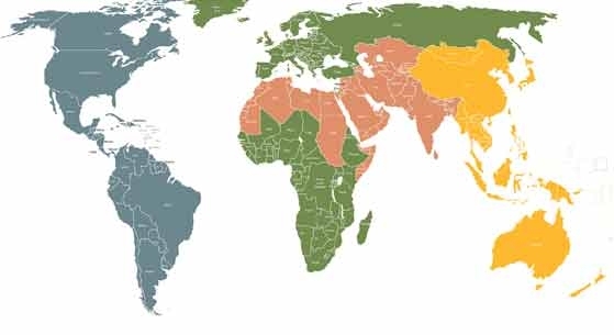 A map showing Regional Mitigation Clusters that enable North-South cooperation and peer-to-peer monitoring and enforcement of greenhouse gas emissions reductions.