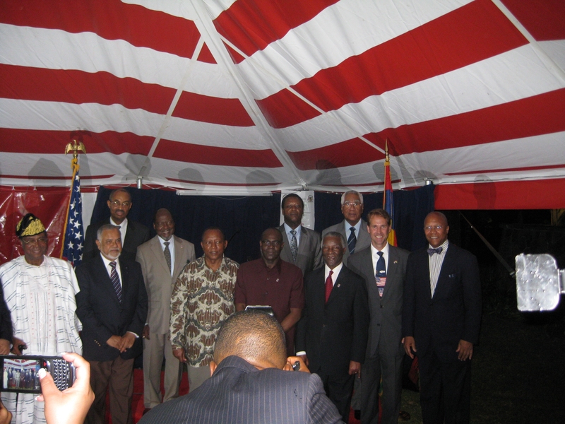 African Heads of State and Government along with U.S. Embassy Chargé d’Affaires Troy Fitrell and Former Ambassador Charles Stith (of Boston University) to the far right.