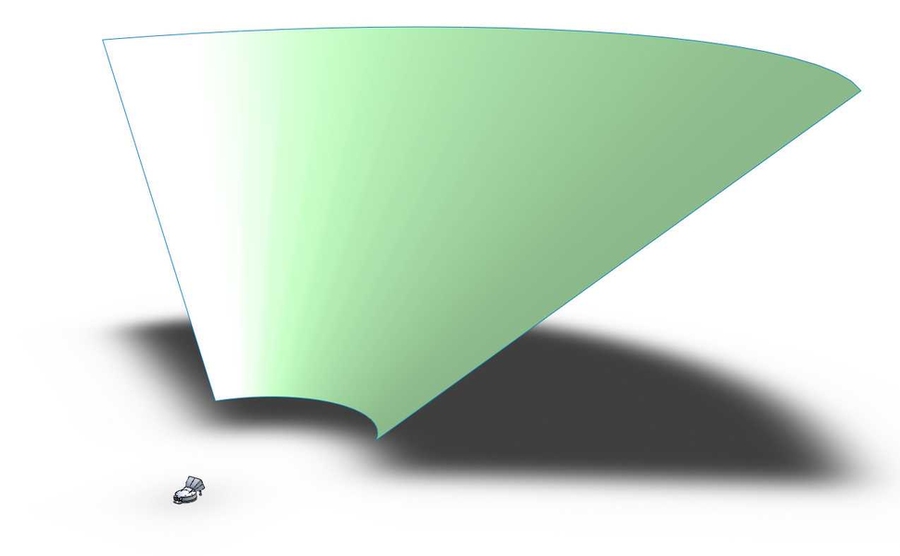 Diagram shows the idealized arrangement of a vat of molten salt used to store solar heat, located at the base of a gently-sloping hillside that could be covered with an array of steerable mirrors all guided to focus sunlight down onto the vat.
