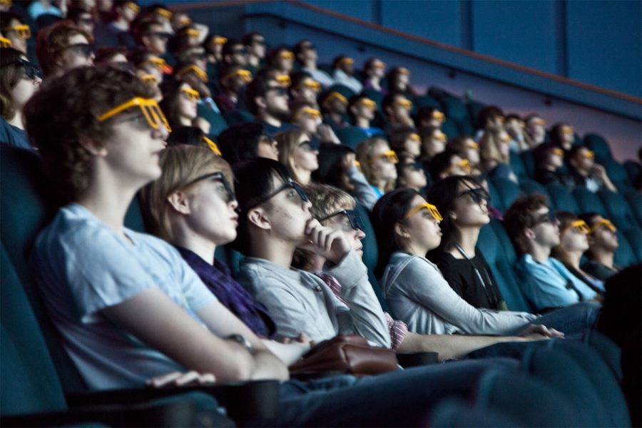 Students could choose from three different 3-D movies in the aquarium's IMAX theater.