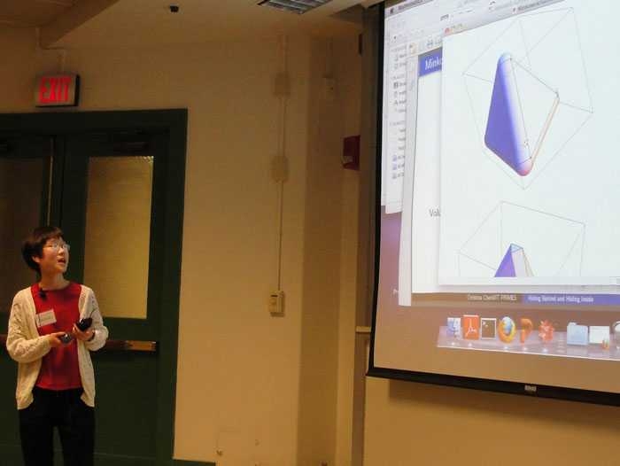 Christina Chen presents her project at the PRIMES conference at MIT in May 2011.