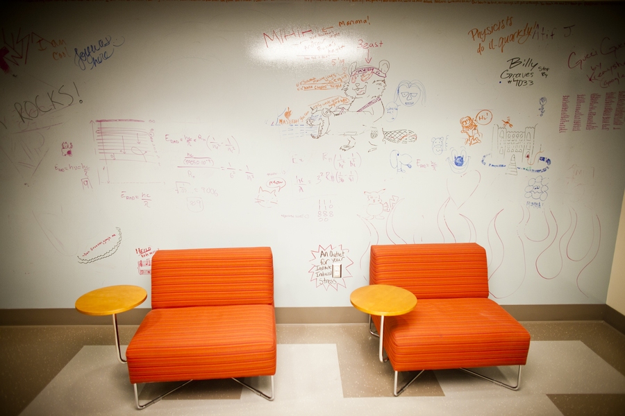 A sitting area in Maseeh Hall.