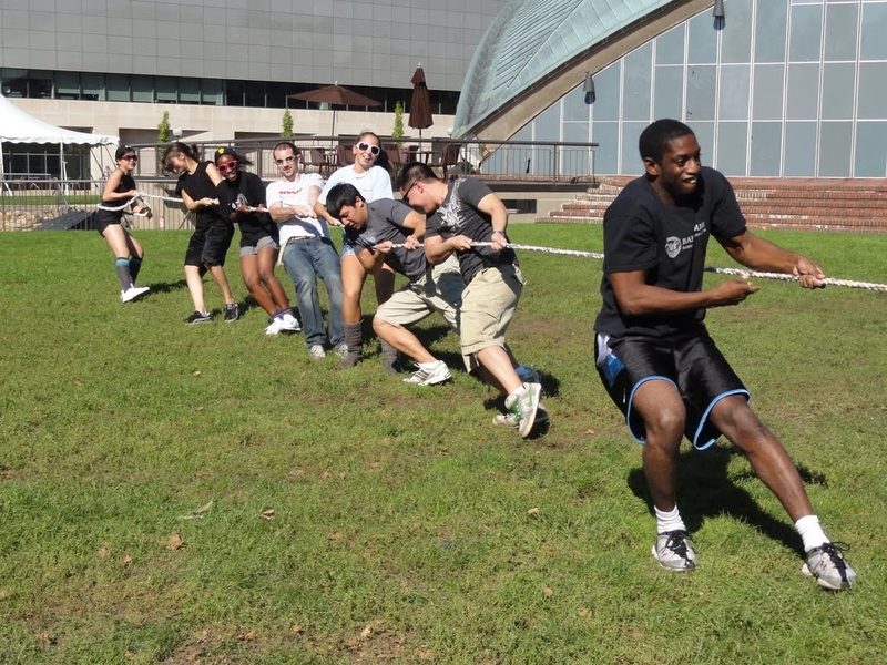 Baker residents tugged a rope in a field game during the recent Baker Floor Wars. 