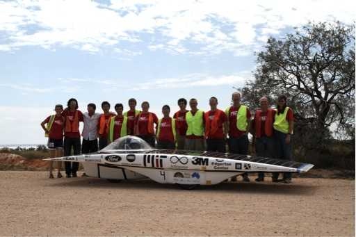 The team pauses for a quick picture 250 kilometers north of Port Augusta, the final checkpoint.