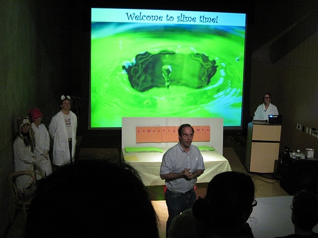 Simmons Associate Housemaster Steven Hall introduces slime.