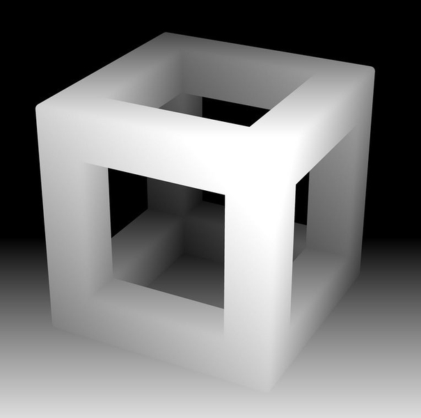 Depth-sensing cameras can produce 'depth maps' like this one, in which distances are depicted as shades on a gray-scale spectrum (lighter objects are closer, darker ones farther away).