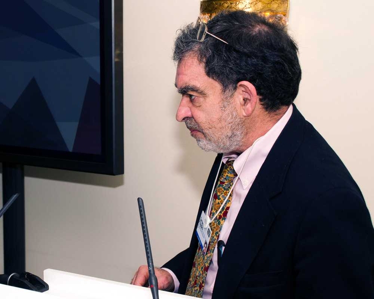 Tomaso Poggio, a professor in the Department of Brain and Cognitive Sciences and a principal investigator at the McGovern Institute for Brain Research, speaks at the breakfast.
