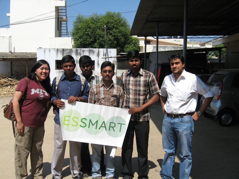 In Tamil Nadu, India, MIT graduate student Diana Jue, left, worked closely with students from Indian universities and India-based team member Prashanth Venkataramana, right, to distribute surveys to local business owners. Jue’s team, Essmart worked to bring essential technologies to underserved communities.