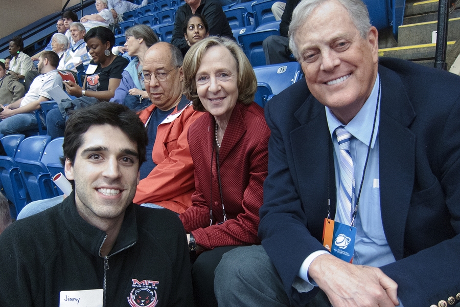 MIT players from all generations traveled to Salem to cheer on the team that followed in their footsteps. Former NCAA Division III Player of the Year Jimmy Bartolotta, who now plays in professionally in Europe, returned stateside to watch the game with MIT President Susan Hockfield and David Koch '62, who graduated as MIT's all-time scoring leader and currently ranks second in career scoring avera...