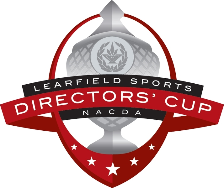 Silver sports cup with the text "Learfield Sports Directors' Cup NACDA" atop