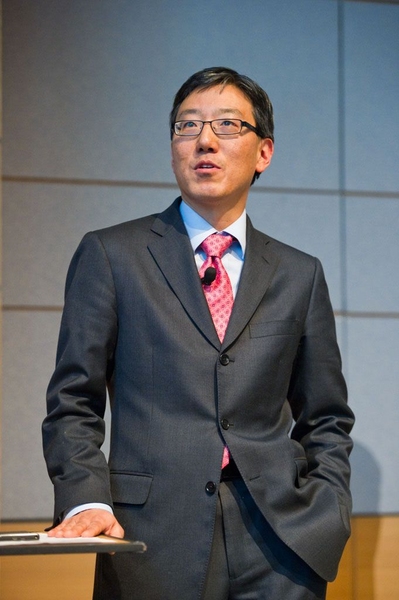 Kwak, a law professor at the University of Connecticut, addresses the crowd.