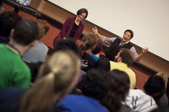 Robert Lepage and Teresa Neff at the student Q&A