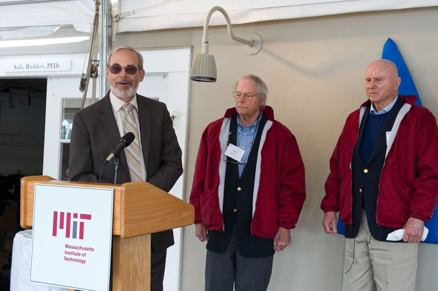 MIT Chancellor Eric Grimson acknowledging the generous contributions of all the donors to the dock project.