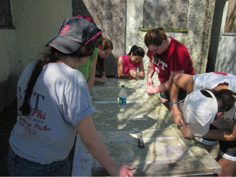 Seven Alpha Phi sisters took an Alternative Spring Break trip to New Orleans to help repair houses for victims of Hurricane Katrina. 