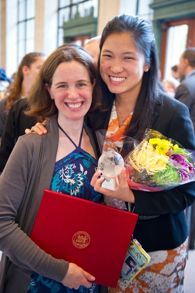 Kimberly Benard, left, assistant director of the Global Education and Career Development Center and recipient of the 2012 Laya Wiesner Community Award, and Stephanie Lin, right, recipient of the 2012 Priscilla King Gray Award.