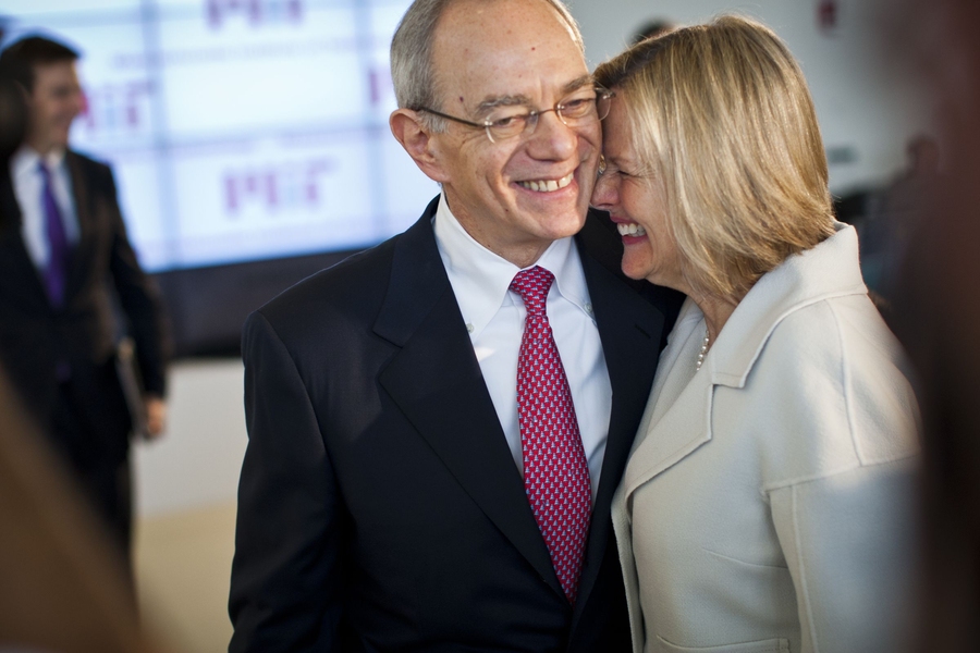 Reif shares a moment with his wife, Christine, after the press conference.