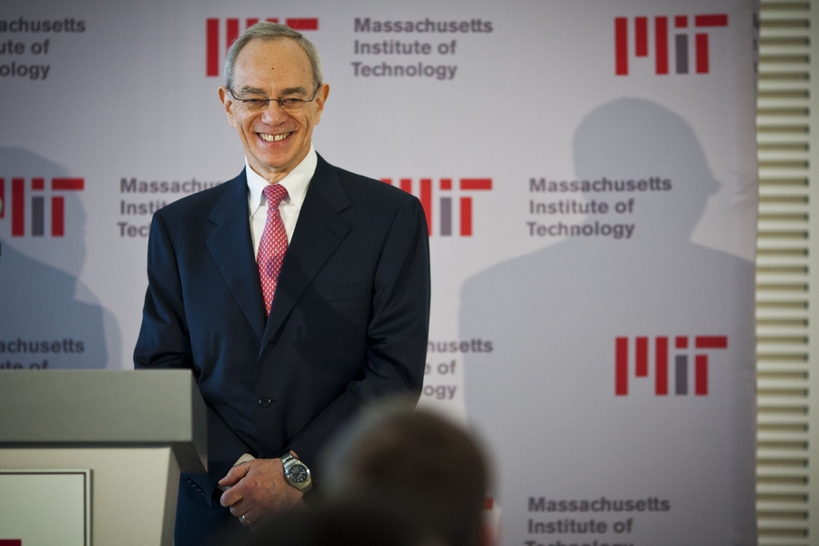 Reif is introduced at a press conference announcing his selection as MIT's 17th president.