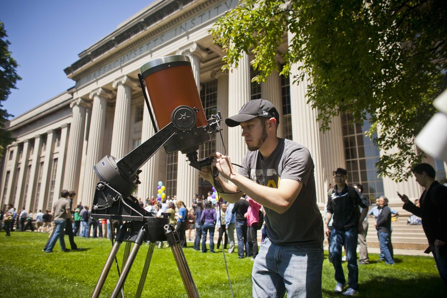 Events that took place on Killian Court included a setup of telescopes so visitors could look at the sun close-up and safely.