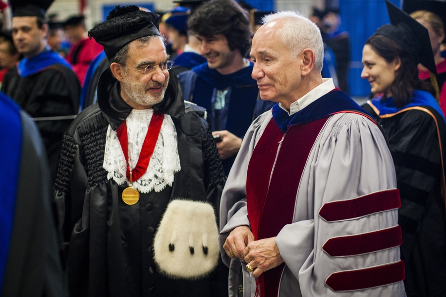 MIT faculty, staff and students made their way into Rockwell Cage prior to the ceremony.