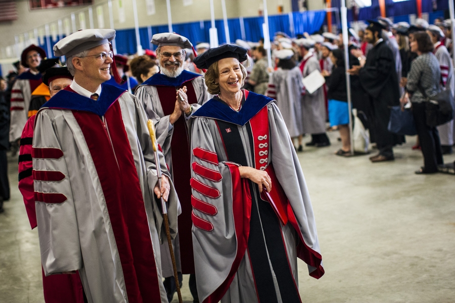 MIT President Susan Hockfield enters with other MIT administrators for the ceremony.