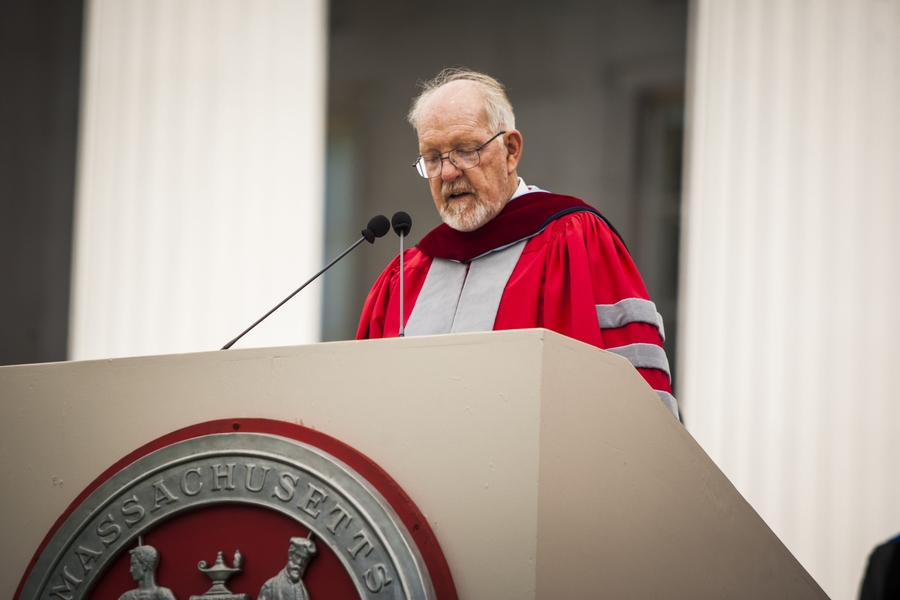 Chaplain to the Institute Robert Randolph delivers the invocation to open the Commencement exercises.