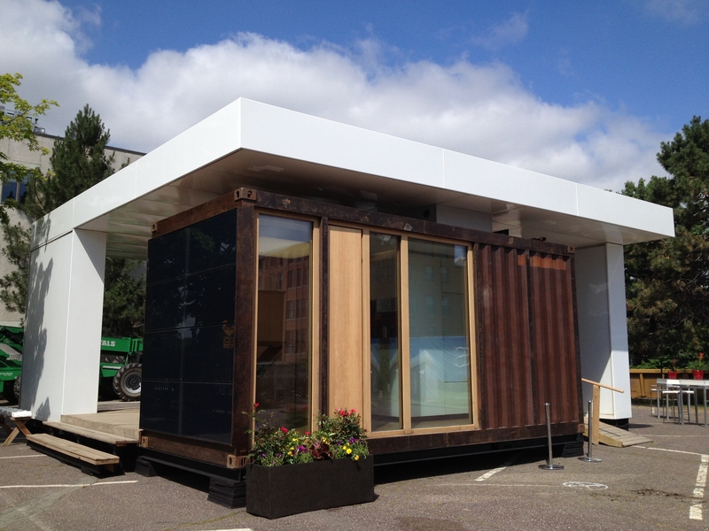 The German American Chamber of Commerce, in partnership with MIT and the City of Cambridge, has erected the dasHAUS traveling pavilion at 219 Vassar St.