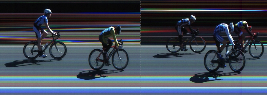 At the Stevens Duck Country Circuit Race in March, team captain Adam Bry (in the yellow jersey) out sprinted Robert Burnett (Franklin and Marshall) and Edward Grystar (Brown) with a final 'bike throw' at the line.