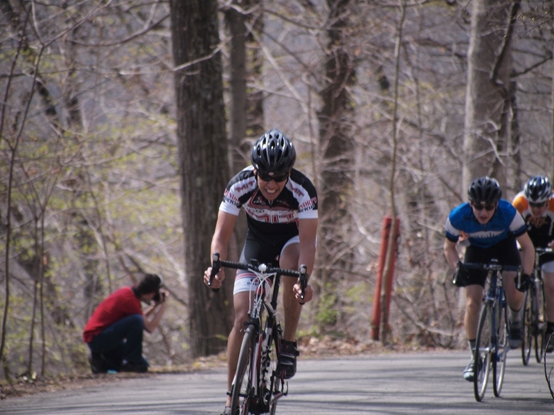 Matt Smith, a fourth-year grad student in the Department of Aeronautics and Astronautics, surges to a win ahead of the men's D pack at a race at West Point Academy. Smith was one of many racers on the team to find success in his first season.