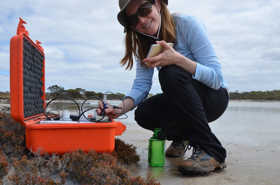Johnson collecting samples in the Australian outback