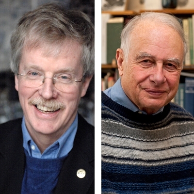 Current Man Vehicle Laboratory Director Chuck Oman, left, and former director Larry Young, right.