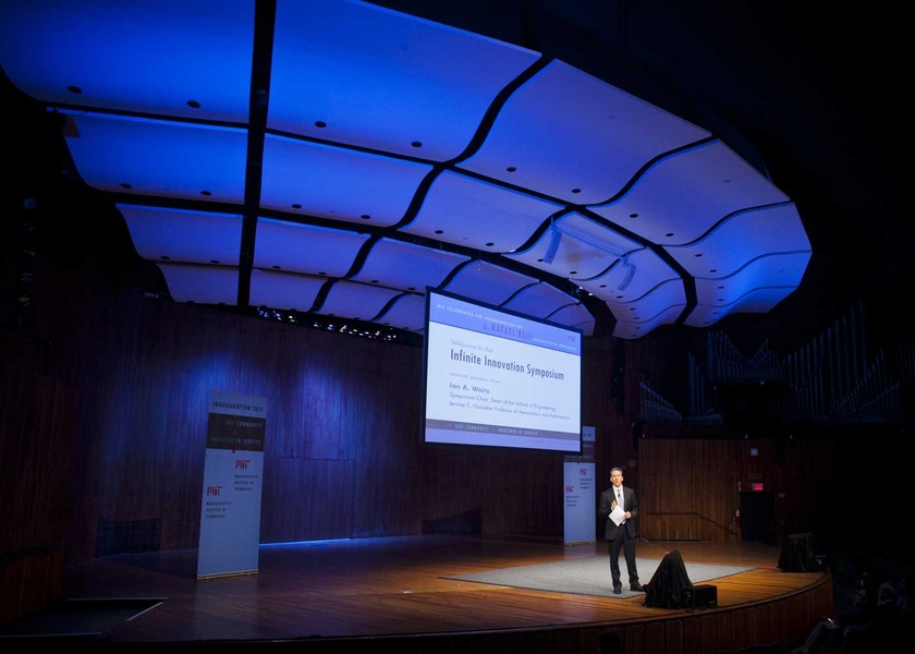 School of Engineering Dean Ian Waitz delivers the opening remarks during &#39;Infinite Innovation,&#39; the first of three academic symposia being held in honor of the inauguration of MIT&#39;s 17th president, L. Rafael Reif. &#39;Infinite Innovation&#39; highlighted the breadth and depth of the Institute&#39;s innovation enterprise.