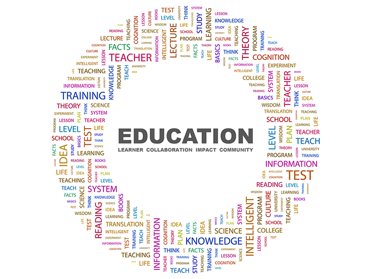 education-related words arranged in a circle