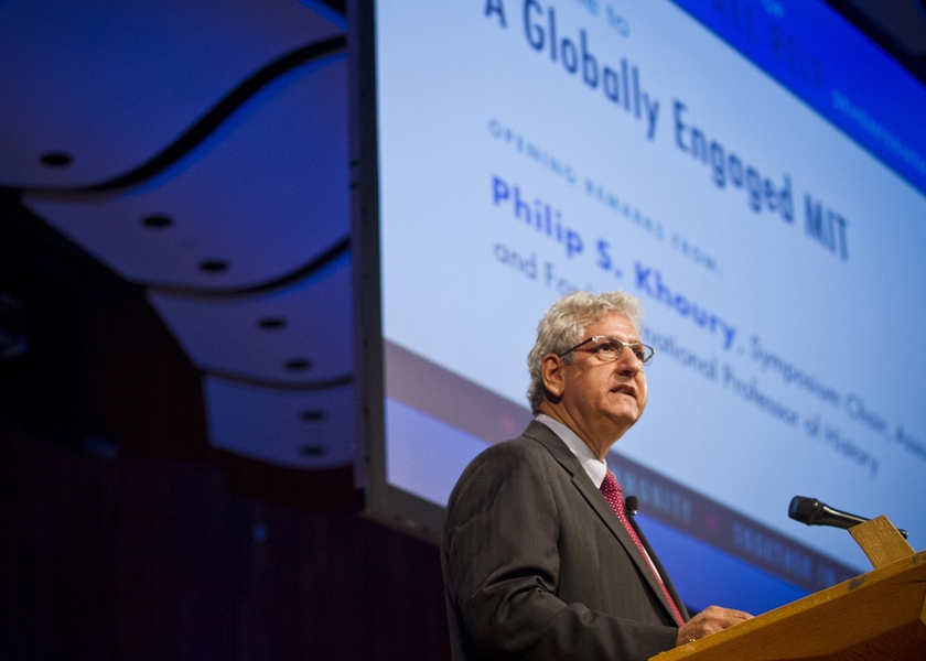 Philip S. Khoury — the symposium chair, MIT's associate provost, and the Ford International Professor of History — delivered opening remarks at the symposium.