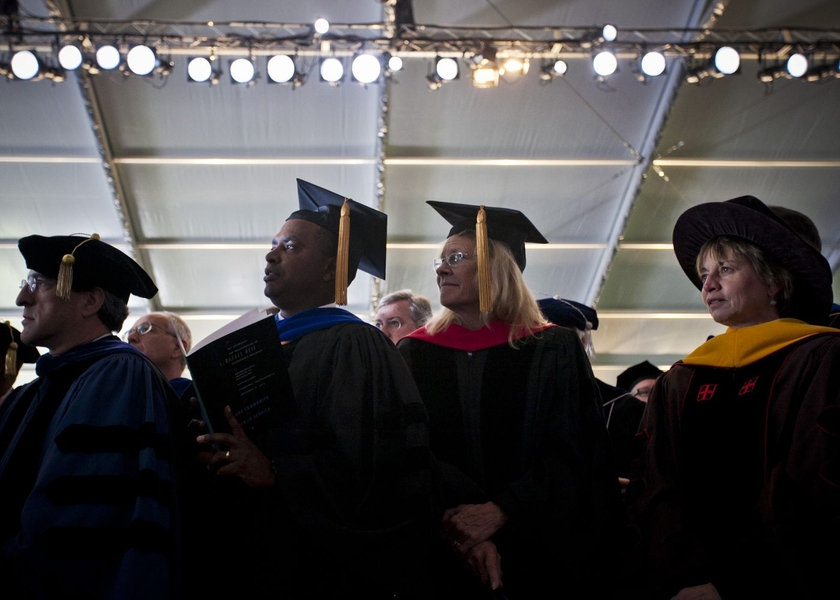 Dignitaries from other institutions of higher education from across the world, as well as some alumni, faculty, staff and students from MIT participated in the processional into Killian Court.