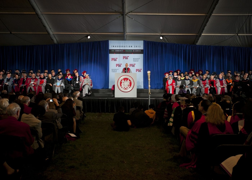 Reif delivers his inaugural address.
