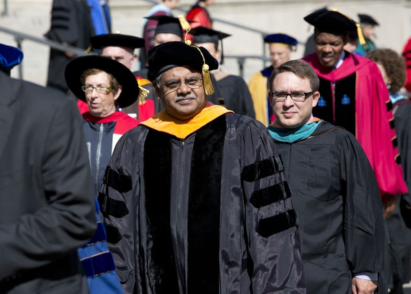A procession led faculty, staff, alumni, students and dignitaries from around the world into Killian Court.