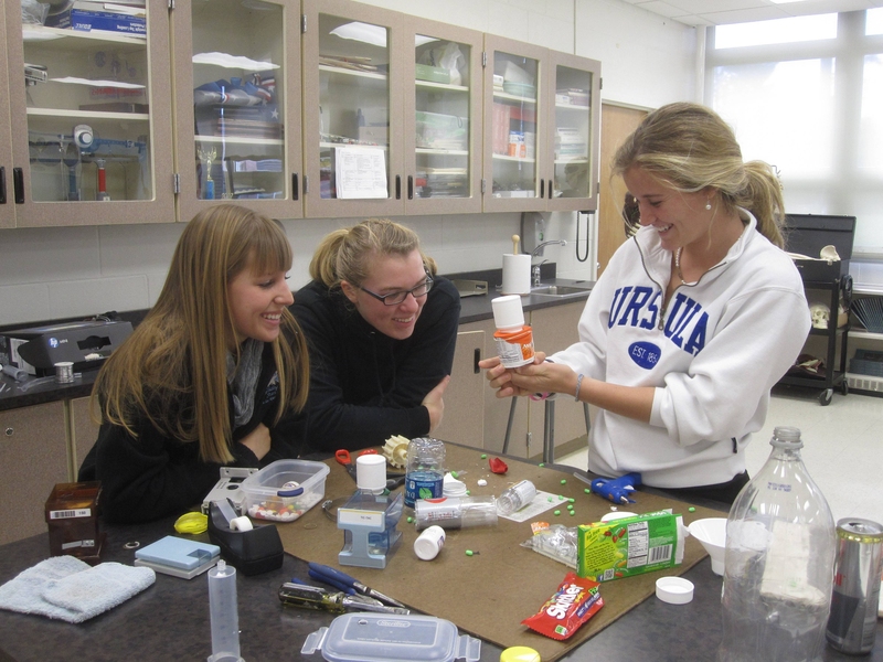 Students from St. Ursula Academy in Toledo, Ohio developing their invention prototype. 