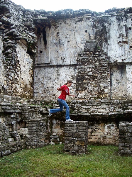 Taylor inside the Palace in Palenque.